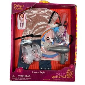Our Generation Love to Style Deluxe Outfit 18" Doll Clothes Hairdresser RARE NEW